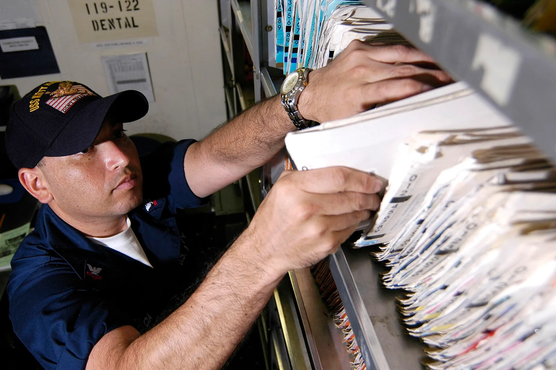 Pacific Ocean (Aug. 10, 2005) - Dental Technician 2nd Class David Garcia searches for a patient's dental record in the dental record library aboard the conventionally powered aircraft carrier USS Kitty Hawk (CV 63). The Kitty Hawk Carrier Strike Group is participating in the third annual Joint Air a. How to build dental patient acquisition benchmarks from your own data