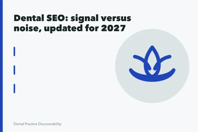 A female dentist focused on treating a patient in a modern, well-equipped dental clinic. Dental SEO: signal versus noise, updated for 2027